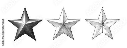 Obraz na płótnie Three style of vintage engraving Christmas star isolated on white BG