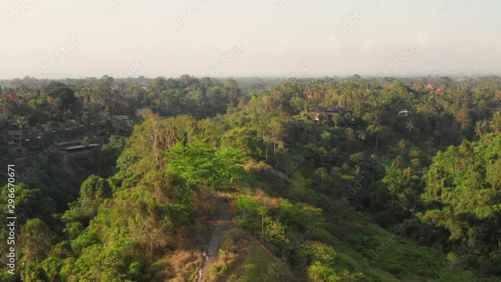 The ridge walk near Ubud during sunset. Aerial shot. The ridge walk near Ubud during sunset. Aerial shot.