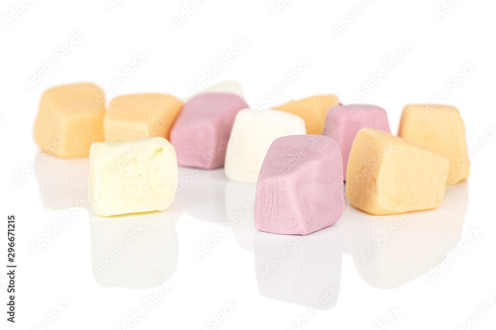 Lot of whole soft pastel candy isolated on white background Lot of whole soft pastel candy isolated on white background