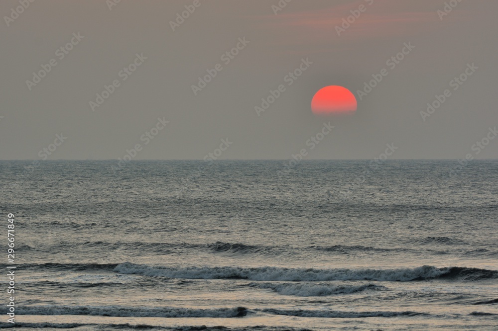 The sunset in Hsinchu, Taiwan, the seaside style.