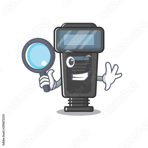 Detective camera flash isolated with the mascot
