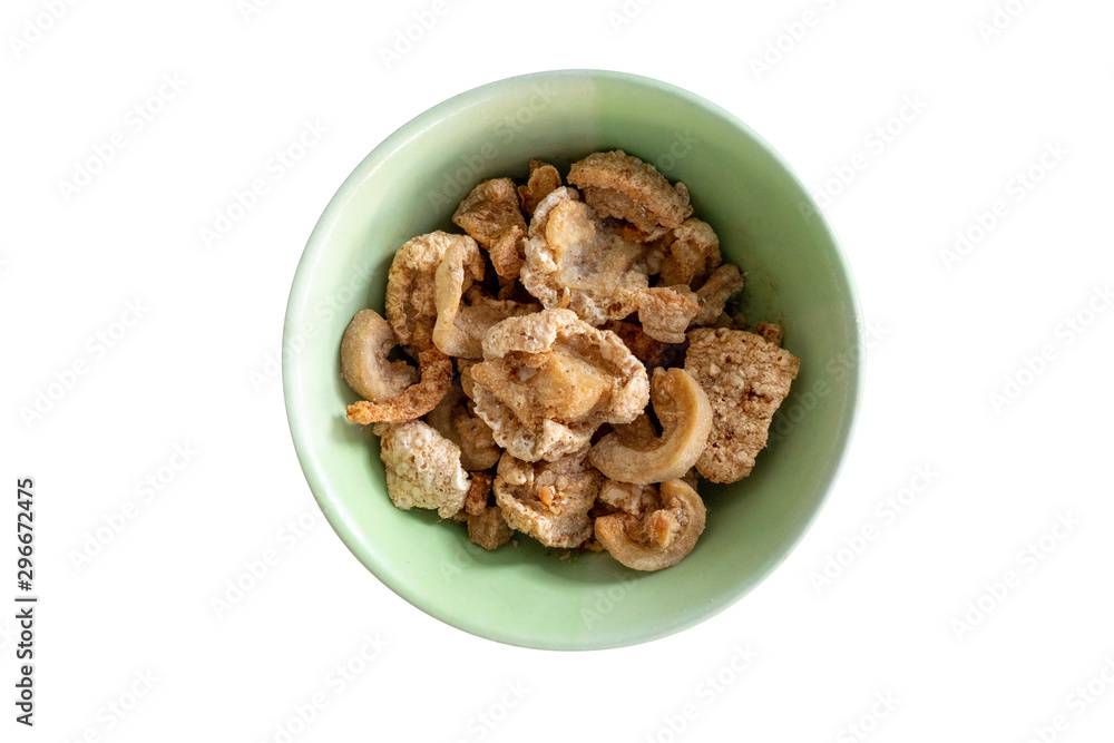 crispy pork skin isolated on white with clipping path crispy pork skin isolated on white with clipping path