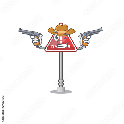 Cowboy danger with on the in cartoon