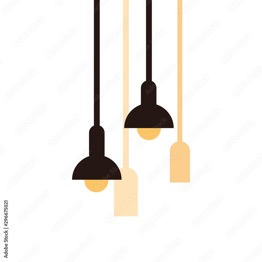 Naklejka premium lamps of interior hanging on white background