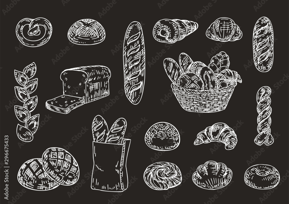 パンイラストセット 黒板 Stock Vector Adobe Stock