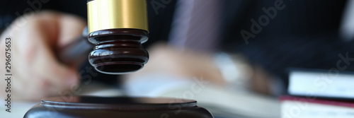 Принти на полотні Judge holding hammer in hand lies