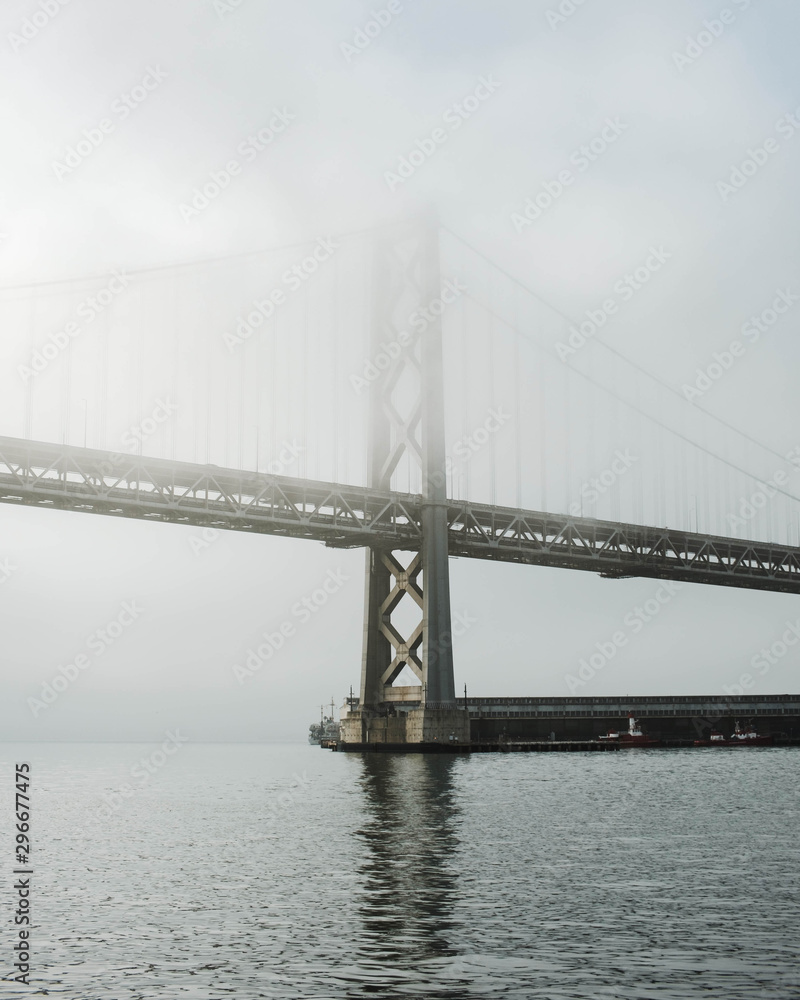 Bay Bridge Tower in fog