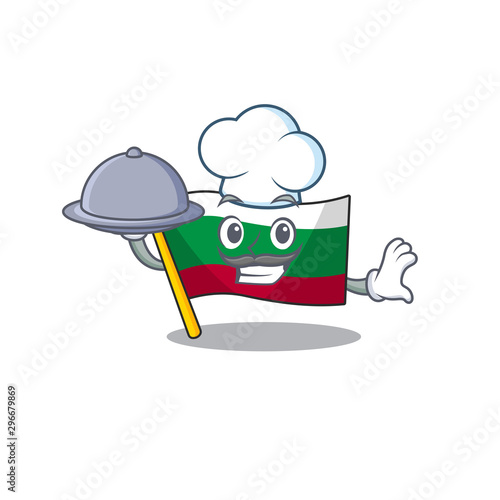 Chef with food flag bulgaria in the cartoon shape