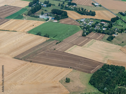 vue aérienne de champs à Hermeville dans le département de Seine Maritime en France
