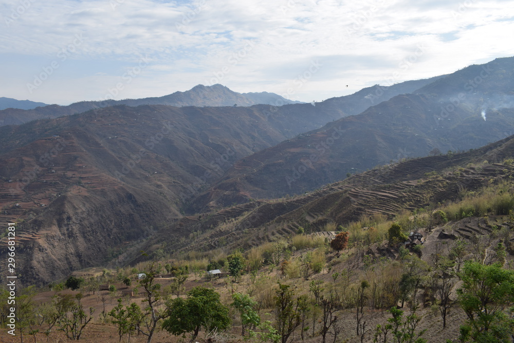Fototapeta premium Beautiful hill and rural village landscaping and beauty of nature east nepal