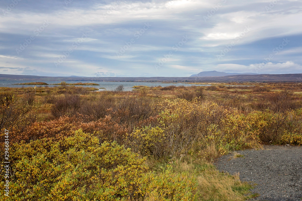 Scenic landscape view of Thingvellir National Park rift valley, Iceland