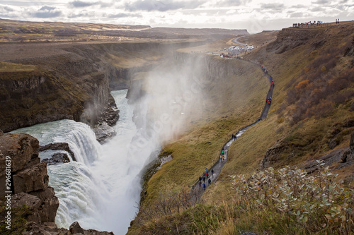 Landscape with big majestic Gullfoss waterfall in mountains