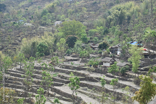 Beautiful hill and rural village landscaping and beauty of nature east nepal
