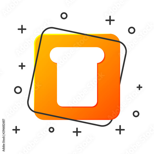White Bread toast for sandwich piece of roasted crouton icon isolated on white background. Lunch, dinner, breakfast snack. Orange square button. Vector Illustration