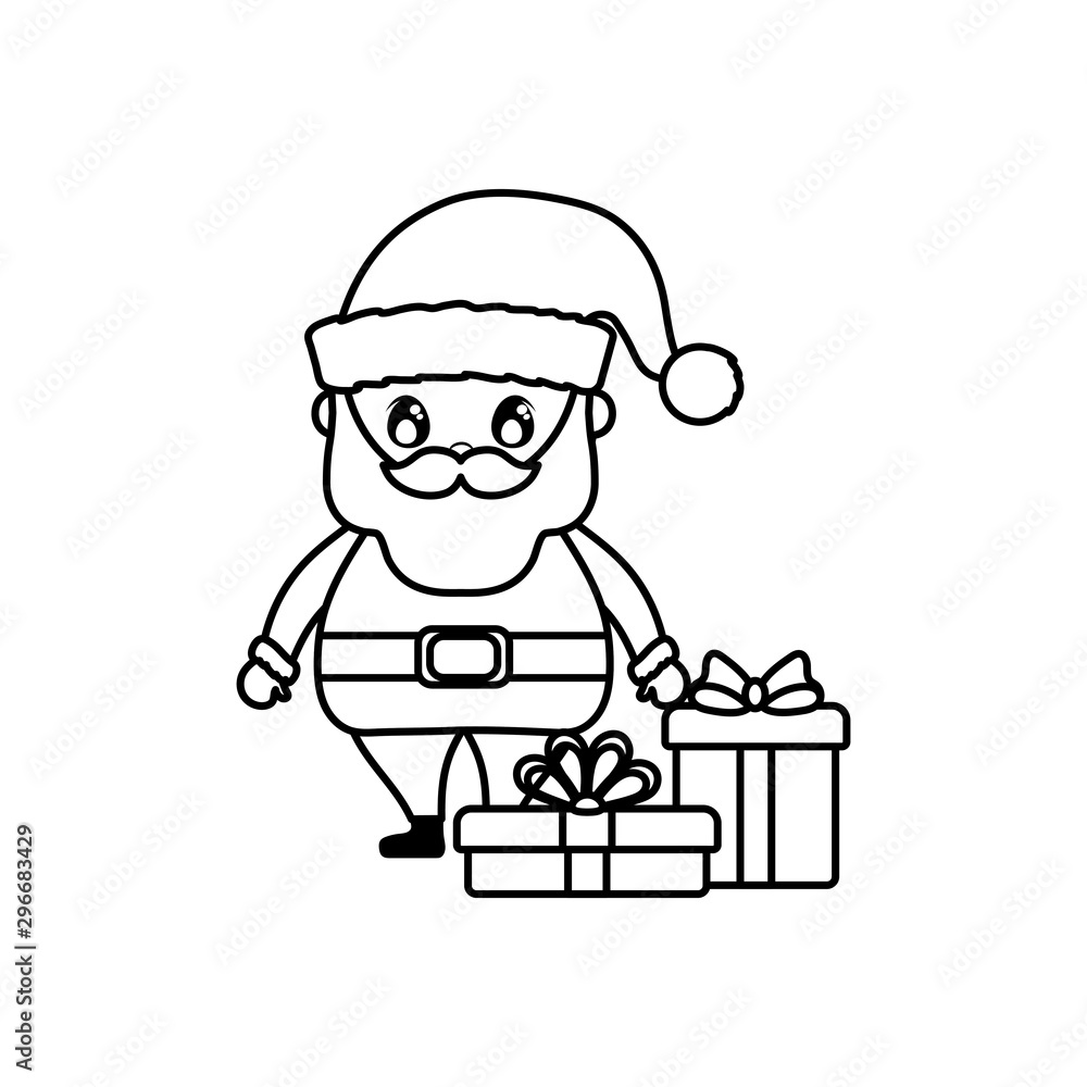 santa claus with gift boxes on white background santa claus with gift boxes on white background