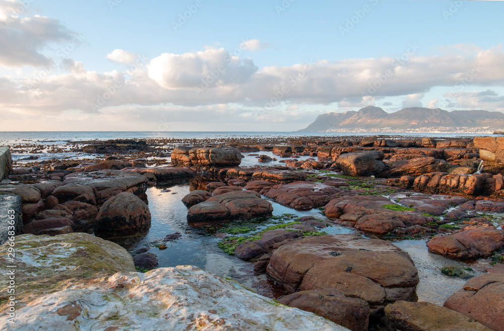 St James Beach tidepools at sunrise in Cape Town South Africa