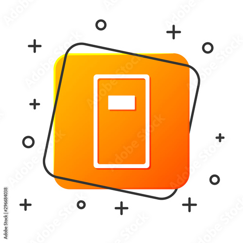 White Police assault shield icon isolated on white background. Orange square button. Vector Illustration
