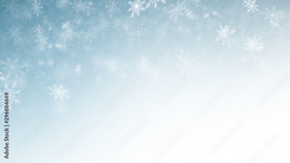 White Snow flake on Blue Background in Christmas holiday