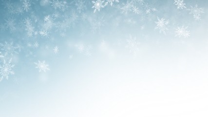 White Snow flake on Blue Background in Christmas holiday