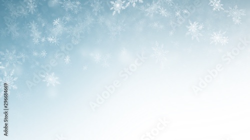 White Snow flake on Blue Background in Christmas holiday © NARANAT STUDIO