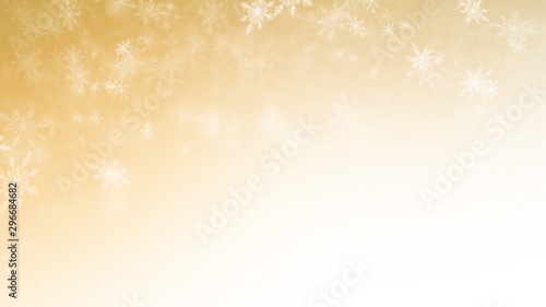 White Snow flake on Gold Background in Christmas holiday