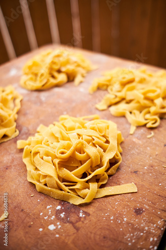 raw pasta on wood