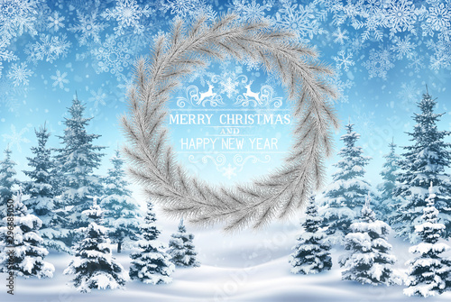 Winter Landscape with Silver Wreath