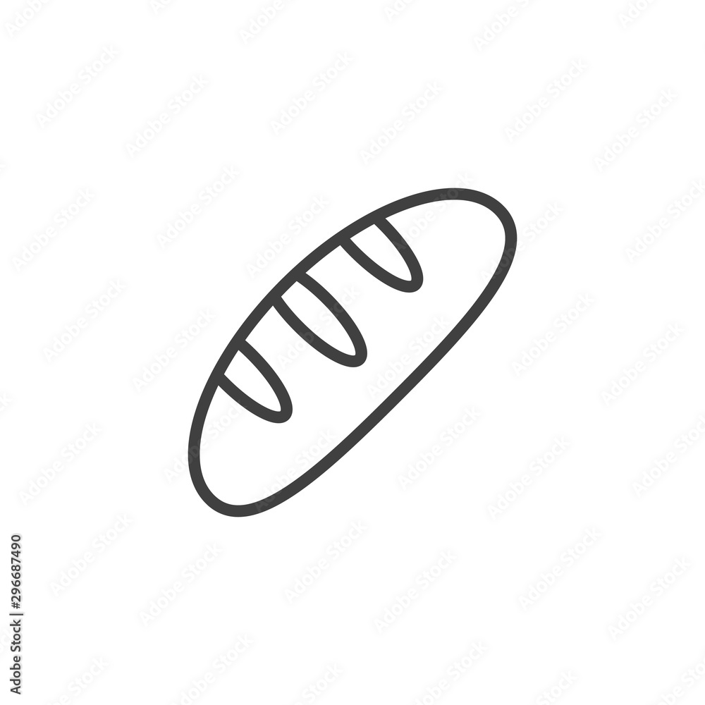 Loaf bread line icon. linear style sign for mobile concept and web design. Bakery, bread outline vector icon. Symbol, logo illustration. Vector graphics Loaf bread line icon. linear style sign for mobile concept and web design. Bakery, bread outline vector icon. Symbol, logo illustration. Vector graphics