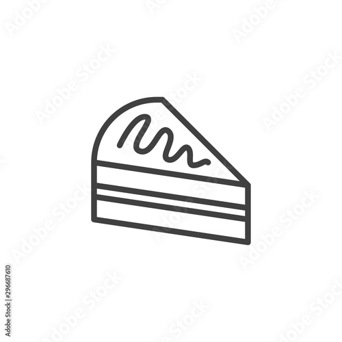 Piece of cake line icon. linear style sign for mobile concept and web design. Cake slice outline vector icon. Symbol, logo illustration. Vector graphics