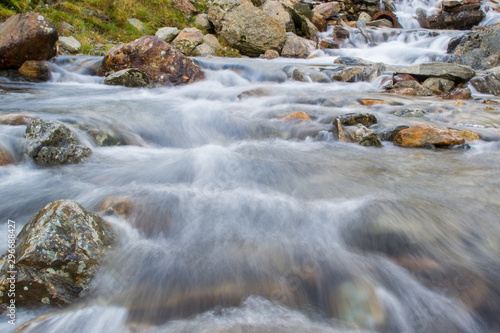 Long exposure picture of water rapids in Snowdonia, Wales. Sensation of fast movement, speed or velocity