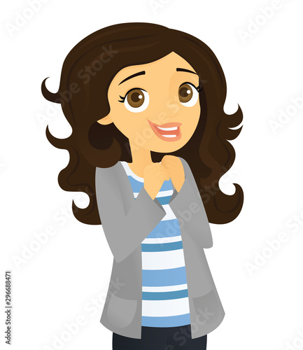 Vector illustration of an excited young woman