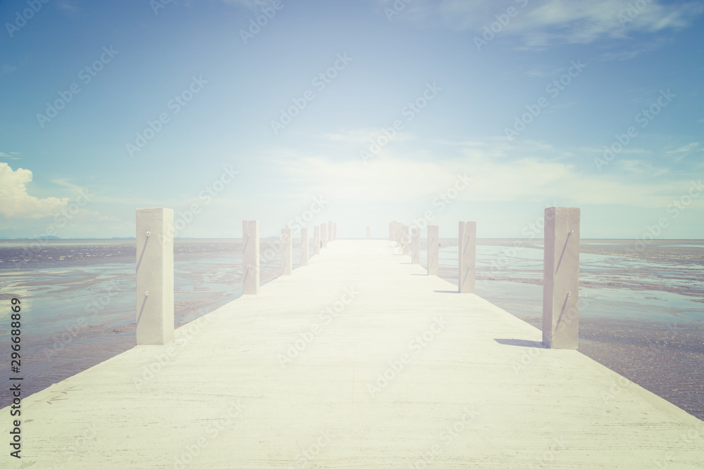 Bridge to the sea with blue sky