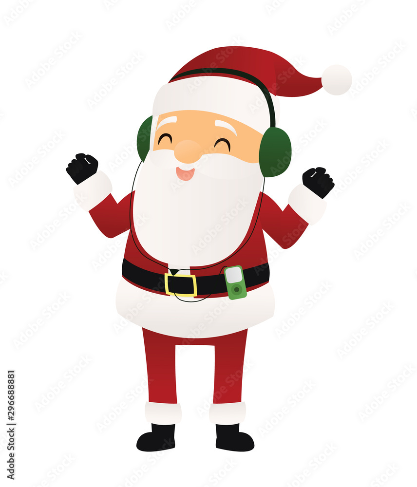 Santa Claus wearing headphones Santa Claus wearing headphones