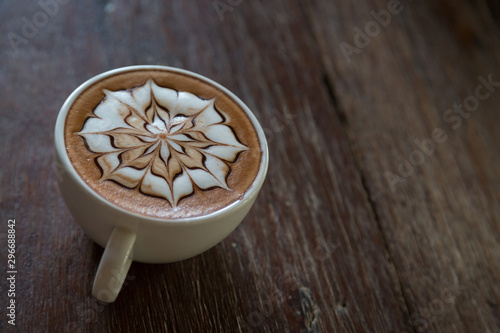 Cup of coffee with latte art on top