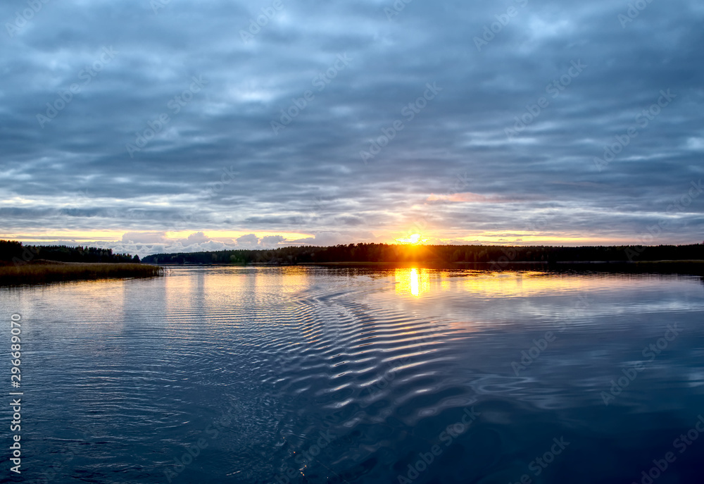 Amaizing cloudscape over the baltic sea, sunrise shot in Finland, Raasepori, Tammisaari, Ekenas
