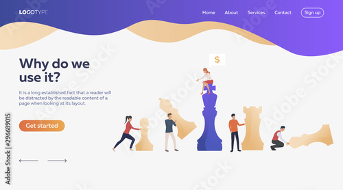 Business people playing chess. Chessman, money, bargain. Efficiency concept. Vector illustration can be used for topics like business, work, time management