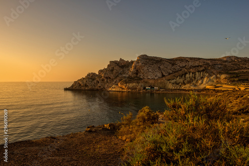 Sunrise on a beach in Aguilas, Murcia