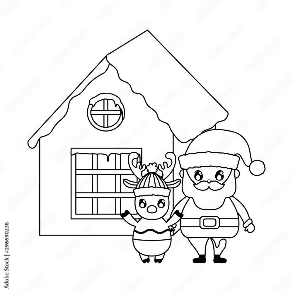santa claus with reindeer on white background santa claus with reindeer on white background