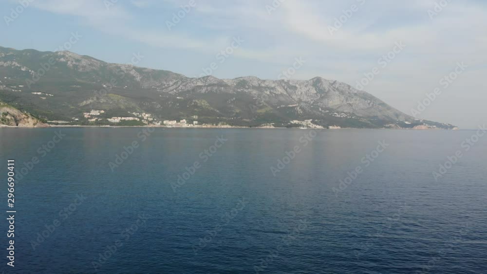 View of the villages of Rafailovici from the sea, Montenegro View of the villages of Rafailovici from the sea, Montenegro