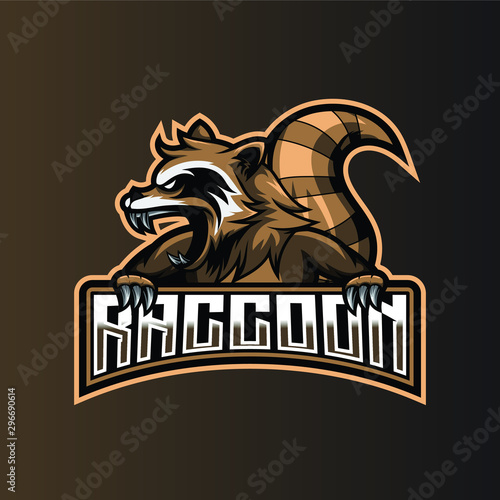 Angry raccoon mascot illustration for sport and esport or gaming team logo.