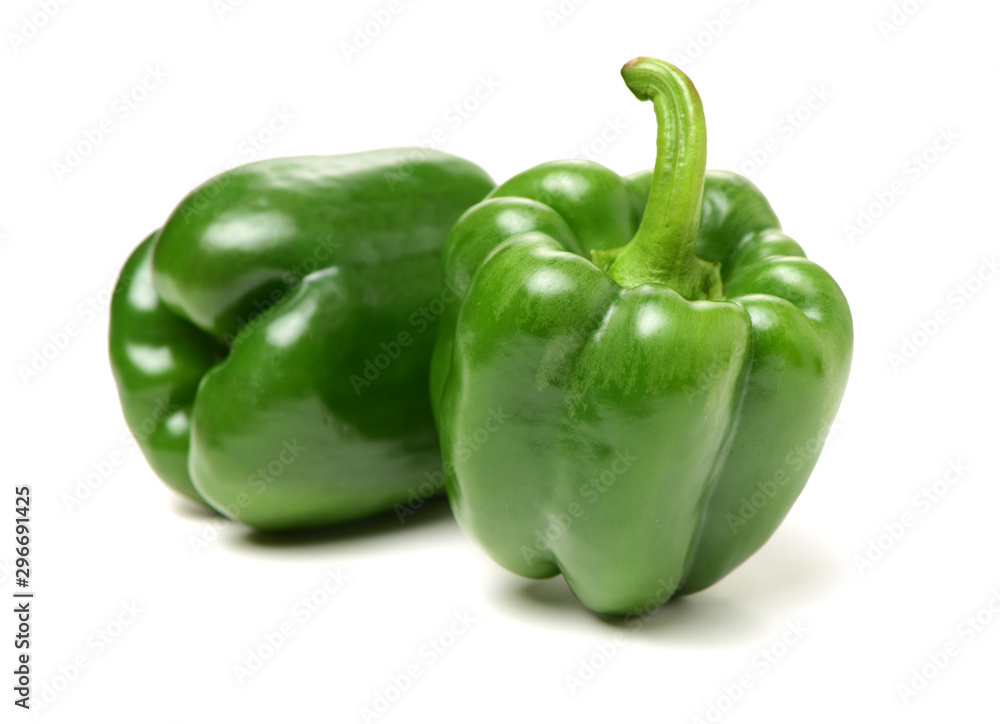 fresh green bell pepper (capsicum) on a white background fresh green bell pepper (capsicum) on a white background
