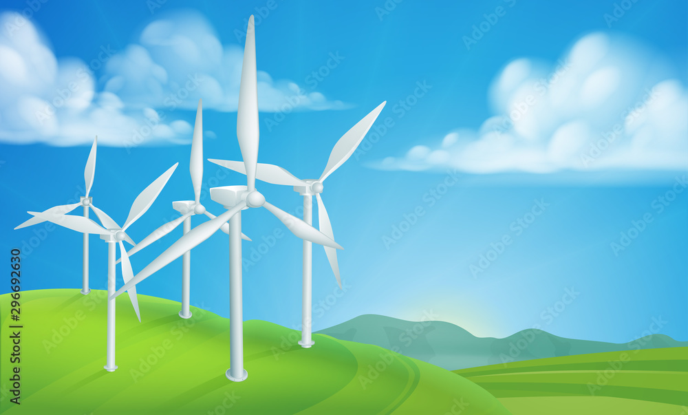 Fototapeta premium Energy or power wind turbines generating renewable electricity