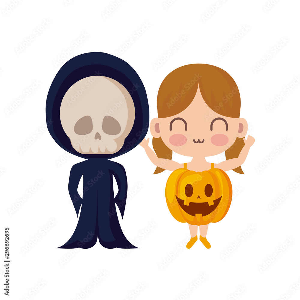 cute children disguised on white background cute children disguised on white background