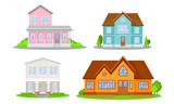 Mansions Set. Contemporary Colourful Buildings Vector Illustrated Concepts.