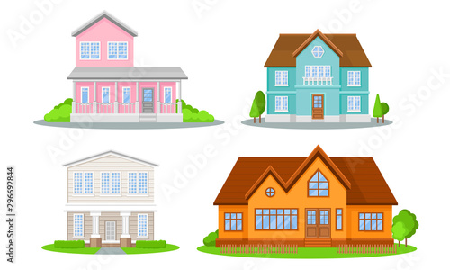 Mansions Set. Contemporary Colourful Buildings Vector Illustrated Concepts. © Happypictures