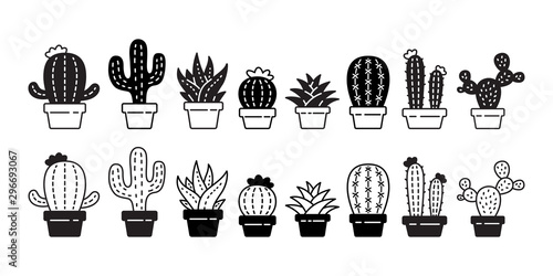cactus vector icon Desert flower logo botanica character cartoon plant garden symbol illustration doodle design