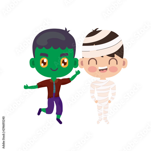 cute children disguised on white background