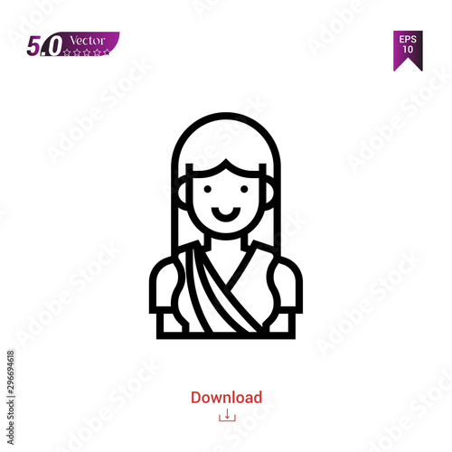 nepalese costume national costume icon vector isolated on white background.logo, People Graphic design, mobile application, icons 2019 year, user interface. Editable stroke. EPS10 format