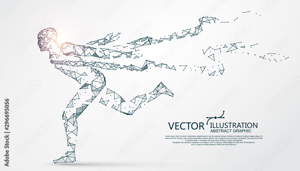 Runners arriving at the finish,point and line composition, vector illustration. Runners arriving at the finish,point and line composition, vector illustration.