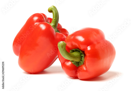 Red bell pepper peppers paprika paprikas vegetable food isolated on a white background